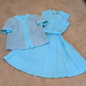 Elegant Light Blue Vintage Dress and Jacket Set 6 (12)